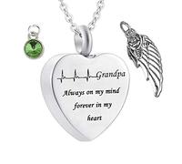 NZVCQVPU Collier Urn commémoratif, pour adolescent coeur électrocardiogramme grand-père toujours dans mon esprit pour toujours dans mon cœur