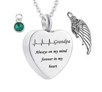 NZVCQVPU Collier Urn commémoratif, pour adolescent coeur électrocardiogramme grand-père toujours dans mon esprit pour toujours dans mon cœur