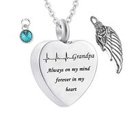 NZVCQVPU Collier Urn commémoratif, pour adolescent coeur électrocardiogramme grand-père toujours dans mon esprit pour toujours dans mon cœur