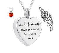 NZVCQVPU Collier Urn commémoratif, pour adolescent coeur électrocardiogramme grand-père toujours dans mon esprit pour toujours dans mon cœur