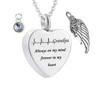 NZVCQVPU Collier Urn commémoratif, pour adolescent coeur électrocardiogramme grand-père toujours dans mon esprit pour toujours dans mon cœur