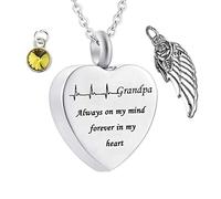 NZVCQVPU Collier Urn commémoratif, pour adolescent coeur électrocardiogramme grand-père toujours dans mon esprit pour toujours dans mon cœur