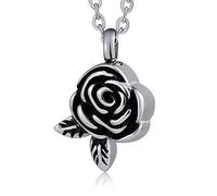 NZVCQVPU Collier urne commémorative pour homme, collier tenant des cendres pour femme en acier inoxydable avec pendentif rose vintage, taille unique, Standard, Standard