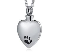 NZVCQVPU Collier urne funéraire personnalisable en acier inoxydable avec pendentif en forme de cœur avec empreinte de patte, taille unique, Standard, Standard