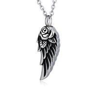 NZVCQVPU Collier urne funéraire pour femme, collier souvenir de cendres en acier inoxydable avec pendentif en forme d'aile de rose, taille unique, Standard, Standard