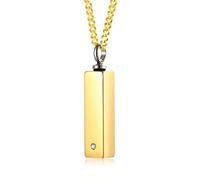 NZVCQVPU Collier urne souvenir pour cendres humaines, porte-cendres pour cendres humaines, colliers rectangulaires en acier inoxydable avec zircone, taille unique, Standard, Standard