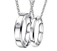 NZVCQVPU Colliers assortis 2PCS Couples, polis avec un collier CZ délicat pour les femmes, colliers en acier inoxydable, longueur de 50/60 cm
