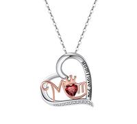 NZVCQVPU Colliers blancs pour femmes, collier de coeur Maman I Love You Crown Natural Stone 4 mm Rolo Vintage Collier