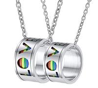 NZVCQVPU Colliers d'anneau pour couples, couples en acier inoxydable personnaliser la bague lgbt rotation amour 11 mm pour petit ami