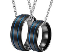 NZVCQVPU Colliers personnalisés pour femme, colliers de couple pour lui et elle en carbure de tungstène 8 mm noir brossé bague avec rainure, taille unique, Standard, Standard