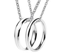 NZVCQVPU Colliers personnalisés pour femmes, colliers de couple assortis anneau en argent en acier inoxydable avec émail blanc
