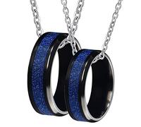 NZVCQVPU Colliers personnalisés pour femmes, colliers en carbure de tungstène avec pendentif pour couples 8 mm incrustation de bague noire en métal bleu, taille unique, Standard, Standard