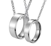 NZVCQVPU Colliers personnalisés pour hommes, colliers de couple pour lui et son bord bilan brossé en argent en acier inoxydable