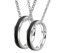 NZVCQVPU Colliers personnalisés pour hommes, colliers en couple Boyeuse et petite amie en acier inoxydable argenté Black Matte 4 mm