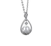 NZVCQVPU Colliers pour femmes, collier de chaîne sterling pour les femmes creux de l'eau creuse et collier pendentif de perle de 8 mm