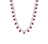 NZVCQVPU Colliers pour femmes sterling, 6 x 8 mm ovale avec des chaînes de colliers rouges Ruby et Cubic Zirconia/Moisanite pour femmes