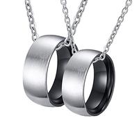 NZVCQVPU Colliers pour hommes personnalisés, couple collier assorti en acier inoxydable Bague brossée en argent 8 mm