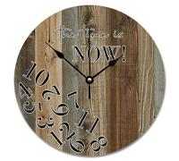 NZVCQVPU Country Wood Barn Board Wooden Wall Clock The Time is Now Wall Clocks Battery Operated 12 inch Retirement Wall Clock Silent Decor for Living Room Bedroom Office