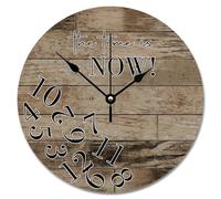 NZVCQVPU Country Wood Barn Board Wooden Wall Clock The Time is Now Wall Clocks Battery Operated 12 inch Retirement Wall Clock Silent Decor for Living Room Bedroom Office