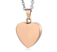 NZVCQVPU Crémation bijoux pour cendres, collier urne pour les hommes pour porter un pendentif à cœur rose en acier inoxydable