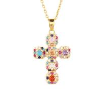 NZVCQVPU Crucifix pour les femmes, tour de cou géométrique classique zircon, avec Jésus
