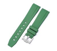 NZVCQVPU Curved End 20mm Nature Fluorine Rubber Watchband Replace For Strap New Green Submariner Explorer 2 Role WatchBands