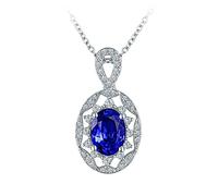 NZVCQVPU Ensemble de collier 18K 1ct Tanzanite de forme ovale avec un collier pendentif en diamant de 0,27 cm