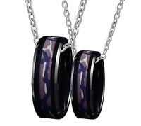 NZVCQVPU Ensemble en acier, colliers pour lui et son collier d'opale enracine et de bois de l'anneau noir de 8 mm