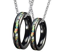 NZVCQVPU et ses colliers en acier, une bague de promesse personnalisée 4 mm noire incrustée coque colorée Collier