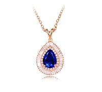 NZVCQVPU Extenteurs de collier 18K pour les femmes 2,3 cmt de forme de poire Tanzanite avec un collier pendentif en diamant de 0,65 cmct pour les femmes
