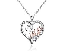 NZVCQVPU for Women Day, Necklaces for Women Trendy 14K White & Rose Moissanite I Love You Forever Pendant Necklace
