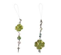 NZVCQVPU Four feuilles de trèfles Téléphone Charchette Keychain Per perlé Pendre des cadeaux accessoires pour téléphone de la mode porte la chance