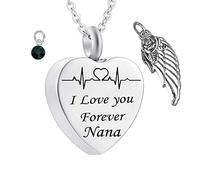 NZVCQVPU KeepSake Urn Collier, Colliers en acier inoxydable Rolo Heart Electrocardiogramme Aigne de pierre de naissance Je t'aime pour toujours