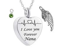 NZVCQVPU KeepSake Urn Collier, Colliers en acier inoxydable Rolo Heart Electrocardiogramme Aigne de pierre de naissance Je t'aime pour toujours