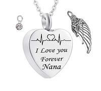 NZVCQVPU KeepSake Urn Collier, Colliers en acier inoxydable Rolo Heart Electrocardiogramme Aigne de pierre de naissance Je t'aime pour toujours