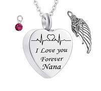 NZVCQVPU KeepSake Urn Collier, Colliers en acier inoxydable Rolo Heart Electrocardiogramme Aigne de pierre de naissance Je t'aime pour toujours