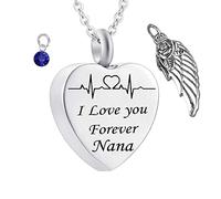 NZVCQVPU KeepSake Urn Collier, Colliers en acier inoxydable Rolo Heart Electrocardiogramme Aigne de pierre de naissance Je t'aime pour toujours
