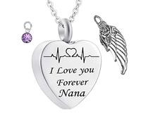 NZVCQVPU KeepSake Urn Collier, Colliers en acier inoxydable Rolo Heart Electrocardiogramme Aigne de pierre de naissance Je t'aime pour toujours