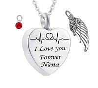 NZVCQVPU KeepSake Urn Collier, Colliers en acier inoxydable Rolo Heart Electrocardiogramme Aigne de pierre de naissance Je t'aime pour toujours