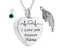 NZVCQVPU KeepSake Urn Collier, Colliers en acier inoxydable Rolo Heart Electrocardiogramme Aigne de pierre de naissance Je t'aime pour toujours