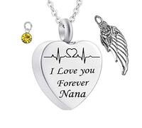 NZVCQVPU KeepSake Urn Collier, Colliers en acier inoxydable Rolo Heart Electrocardiogramme Aigne de pierre de naissance Je t'aime pour toujours