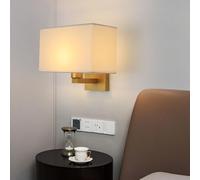 NZVCQVPU Living Room Sconce Indoor Metal Square Fabric Lamp Bed Black Light E27 Base Reading Lamp Classic Bedside Lamp Hallway Room, Gold