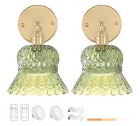 NZVCQVPU Living Room Wall Sconce Gold Indoor Rechargeable Lamp, E27 Adjustable Light Dimmable with Timer, Sconce, 2 Pieces, A