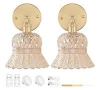 NZVCQVPU Living Room Wall Sconce Gold Indoor Rechargeable Lamp, E27 Adjustable Light Dimmable with Timer, Sconce, 2 Pieces, A