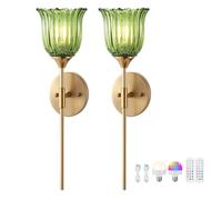 NZVCQVPU Living Room Wall Sconce Gold Lamp E27 Rechargeable Battery, Retro Wireless RGB Dimmable Light Connection Sconces, 2 Pack