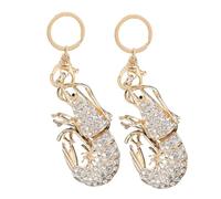 NZVCQVPU Lot de 2 écrevisses porte-clés en alliage porte-clés décoratif strass métal, pièces blanches, 14.40X4.50X1.00CMx2pcs