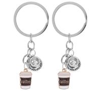 NZVCQVPU Lot de 2 porte-clés créatifs pour tasse de café, jolies breloques pour sac à main et sac pour femme, porte-clés drôle, tasse de thé, accessoires de porte-clés pour sac à dos et sac