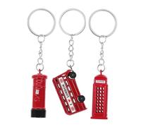 NZVCQVPU Lot de 3 porte-clés souvenir de voyage Londres, bus britannique, cabine téléphonique, boîte aux lettres, miniatures, objet de collection, thème Londres, porte-clés pour les amateurs de voyage