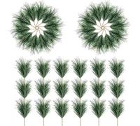 NZVCQVPU Lot de 60 branches d'aiguilles de pin vert artificielles, pics de verdure pour guirlande de Noël, couronne, décoration de maison, vacances, jardin