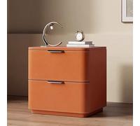 NZVCQVPU Modern Minimalist Solid Wood Bedside Table with Storage Drawers - Stylish White & Orange Nightstand Wooden Chest of Drawers Functional Side Table for Bedroom Storage